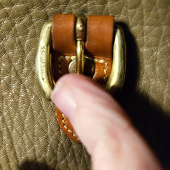 Dooney & Bourke Vintage Pebbled Leather Suede Satchel Crossbody Tan Brown USA - Picture 14 of 16